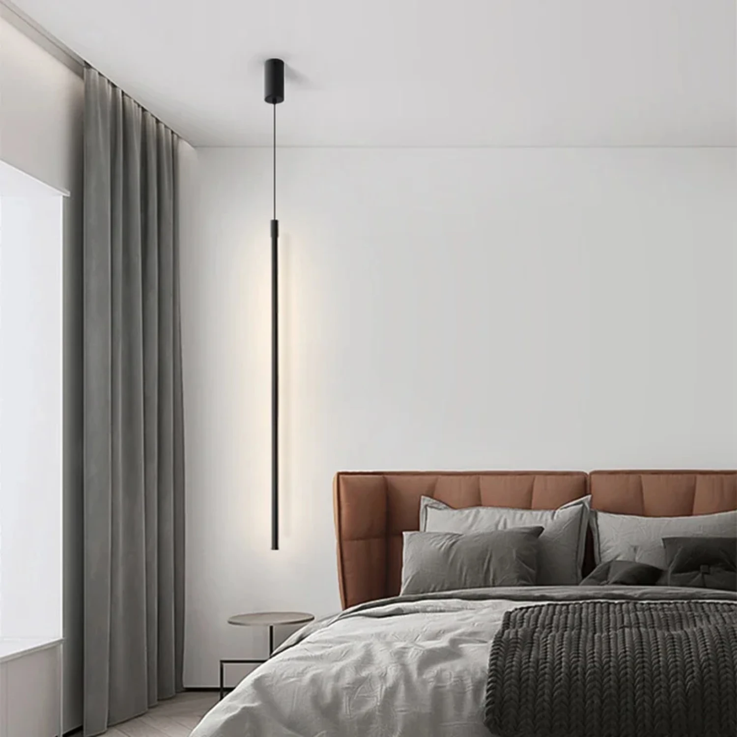 Nieuwe Moderne Led Hanglampen Minimalistische Zwarte Aluminium Kroonluchters Voor Eetkamer Slaapkamer Decor Bed Achtergrond Hangende Lam