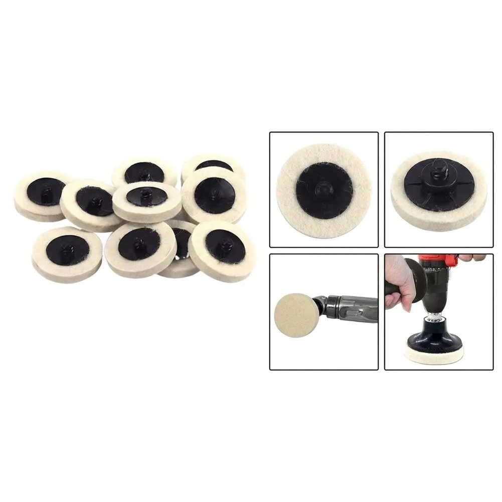 10 Wool Polishing Discs for 2 Inch Die Grinders with for Quick Change for Roll Lock Fit and 8.5mm Dense Wool Fiber Layer