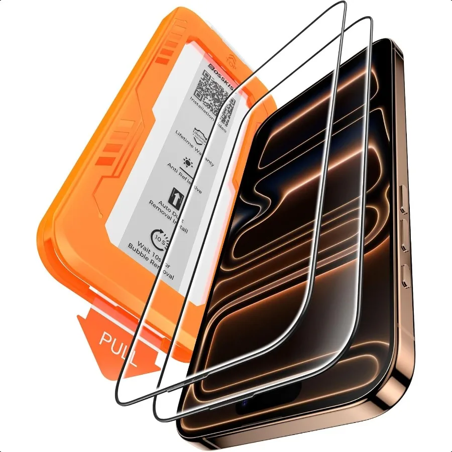 

Защитная пленка для экрана iPhone 17 Pro Max, 2 упаковки, 9H + закаленное стекло, 12 футов, военный класс, небьющийся, с полным покрытием, без пузырьков, антиS