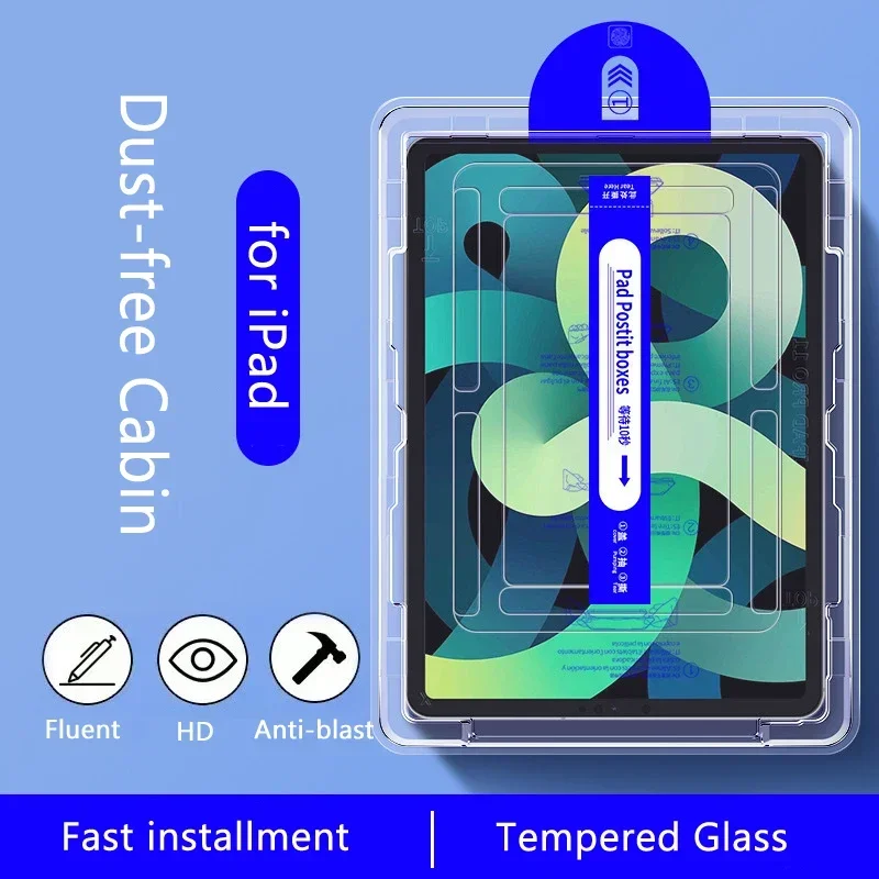 Dust-free Vaccum Cabin Tempered Glass Screen Protector for iPad 2025 Pro 11 12.9 13 10.2 9.7 inch 5 6 7 8 9 10 Air 1 2 3 4 Mini
