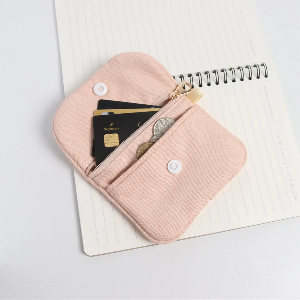 Portable Mini Cash Wallet Cotton Solid Color Cosmetic Bag Lightweight Soft Storage Bag Lipstick