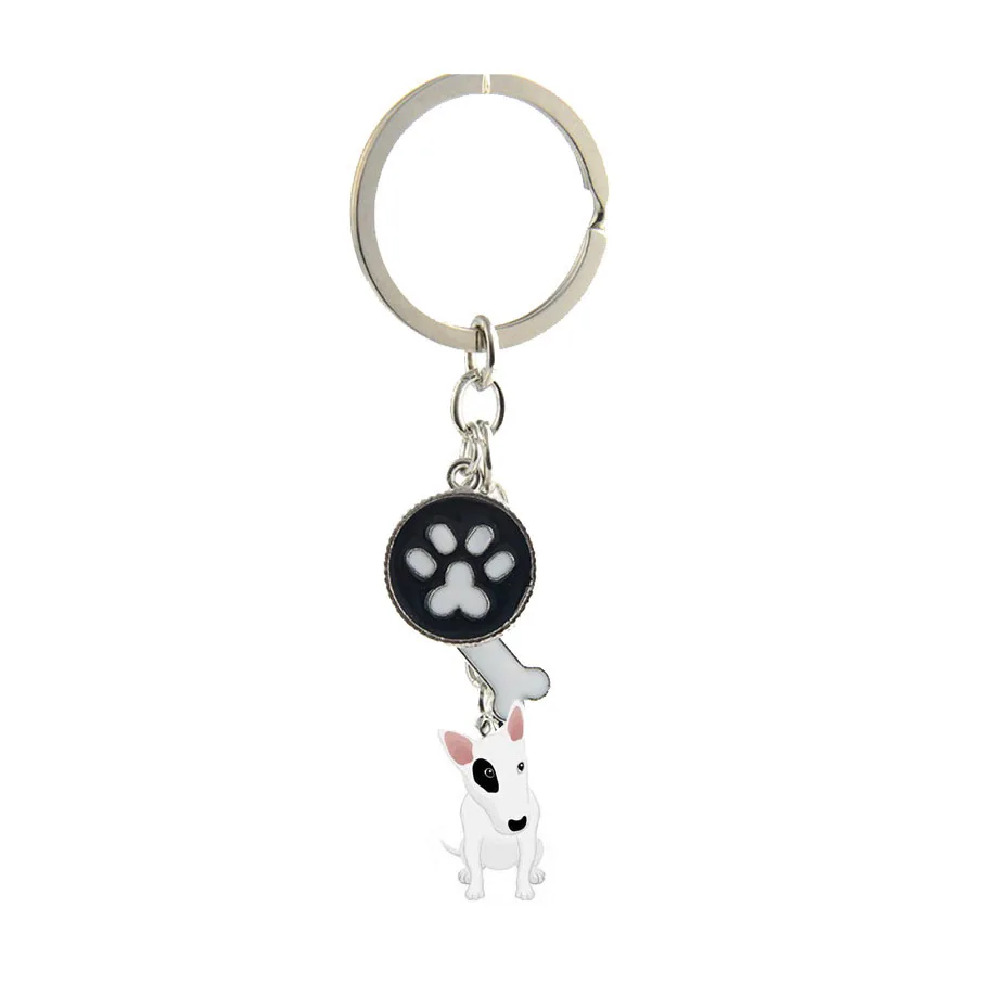 Cute Cartoon Fighting Dog Bull Terrier dog Keychain pet animal dog Key Chains Keyring Bag Pendant Hanging Jewelry Gift