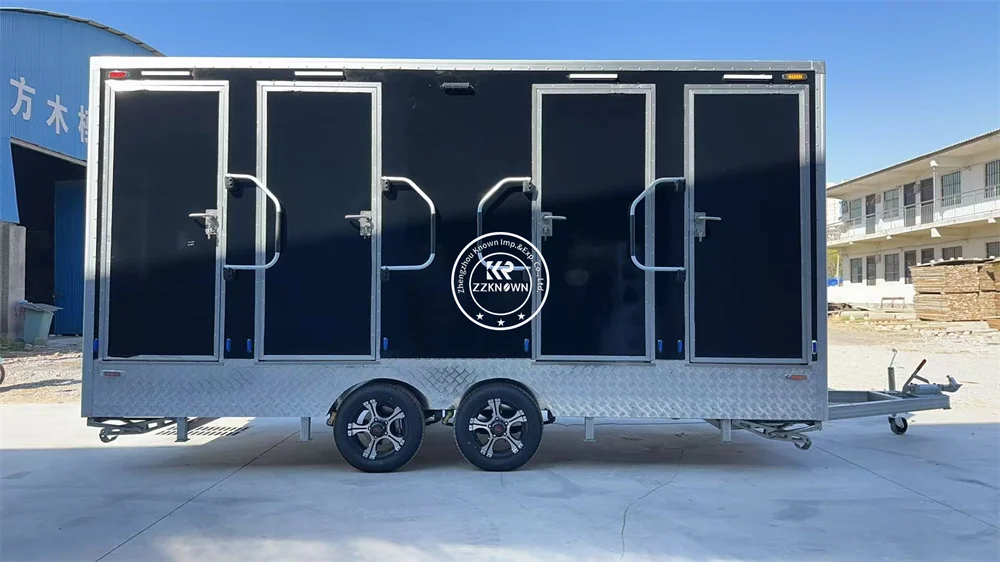 Portable Shower Trailer With Sinks Prefab Bathroom Unit For Outside Luxury Camping Restroom Toilet Trailer