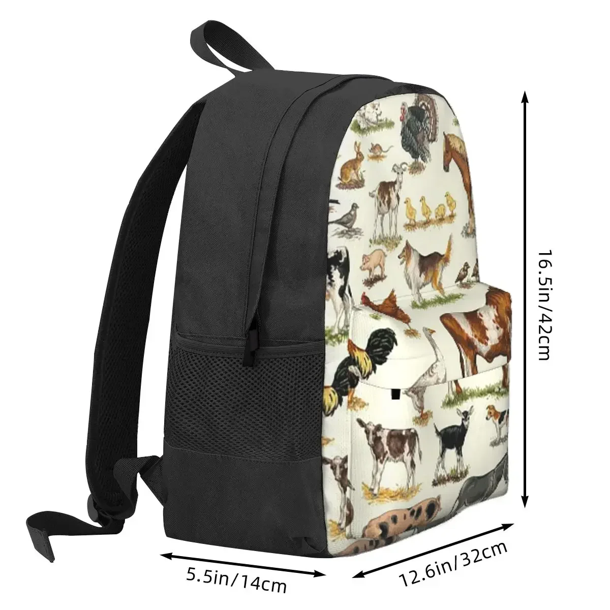 Country Farm Animals Farmhouse Village Pet Backpack Daypack Large Capacity BookBag School Bag Shoulder Bags for Men Women
