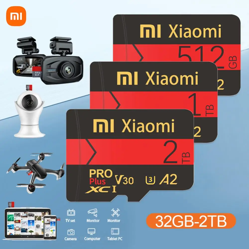 การ์ดหน่วยความจำ Xiaomi 2TB 1TB 512GB Micro TF SD การ์ด256GB การ์ดหน่วยความจำ SD 128GB กล่องเก็บสินค้าสำหรับ Ps5นินเทนโดสวิตช์