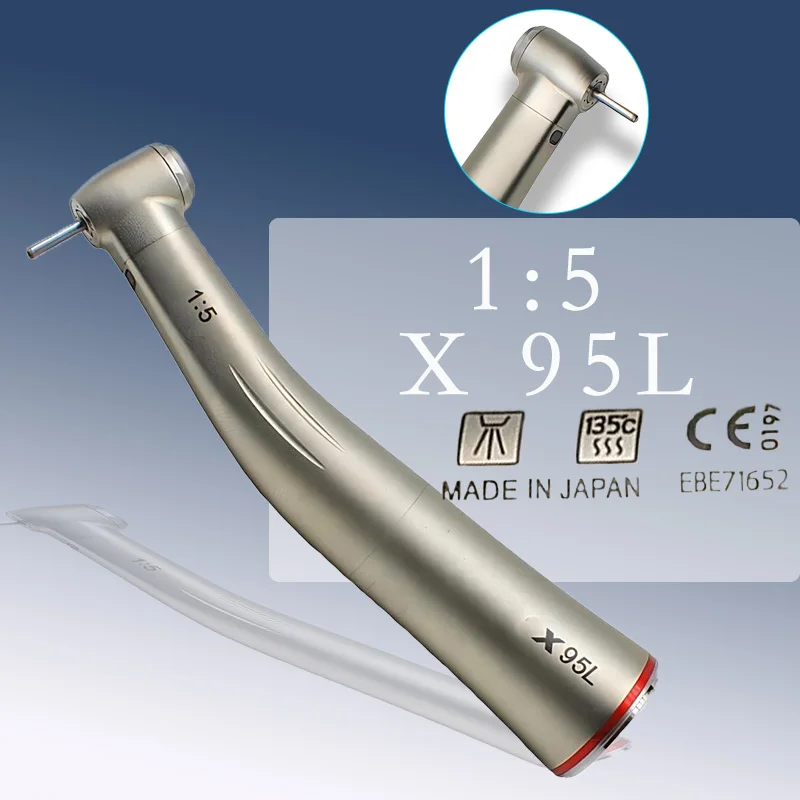 X95L Dental 1:5 Increasing Speed Handpiece Against Contra Angle LED Fiber Optic Handpiece X95 X95L Inner Water Red Ring