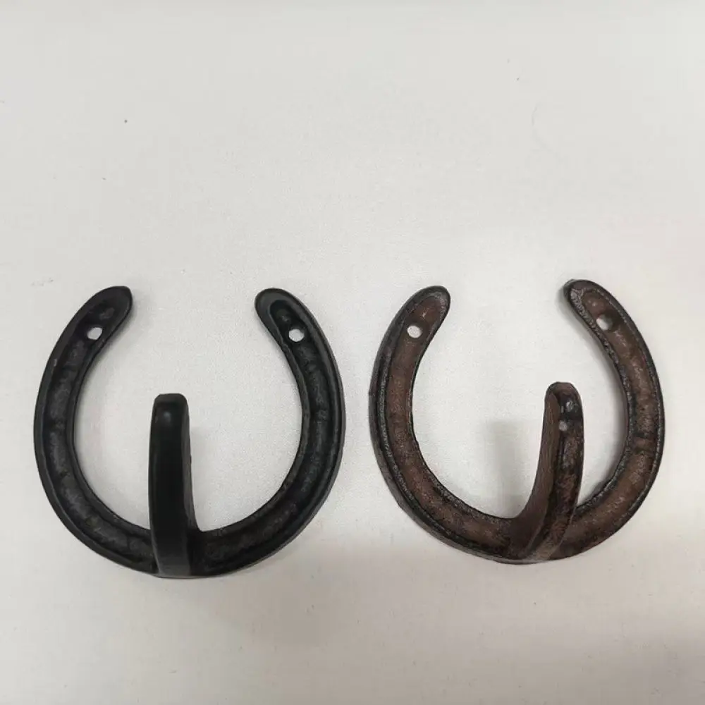 Retro Horseshoe Cast Iron Wall Hook Antique Style Metal Hanger Industrial Decorative Storage Rack For Home Accessories