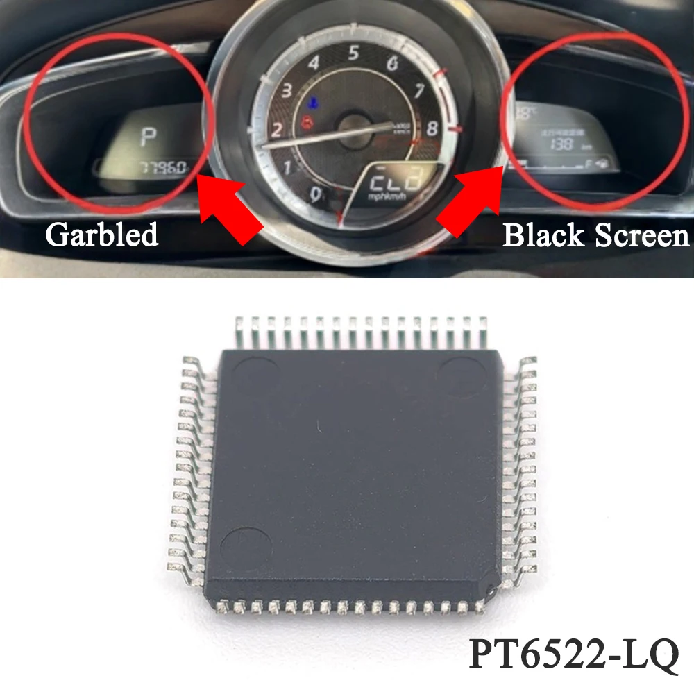 

Спидометр, прибор, черный экран, дисплей, ремонт неисправностей, модуль силового чипа PT6522LQ для Mazda 3 Axela BM BN 2 Demio DJ CX-3 DK