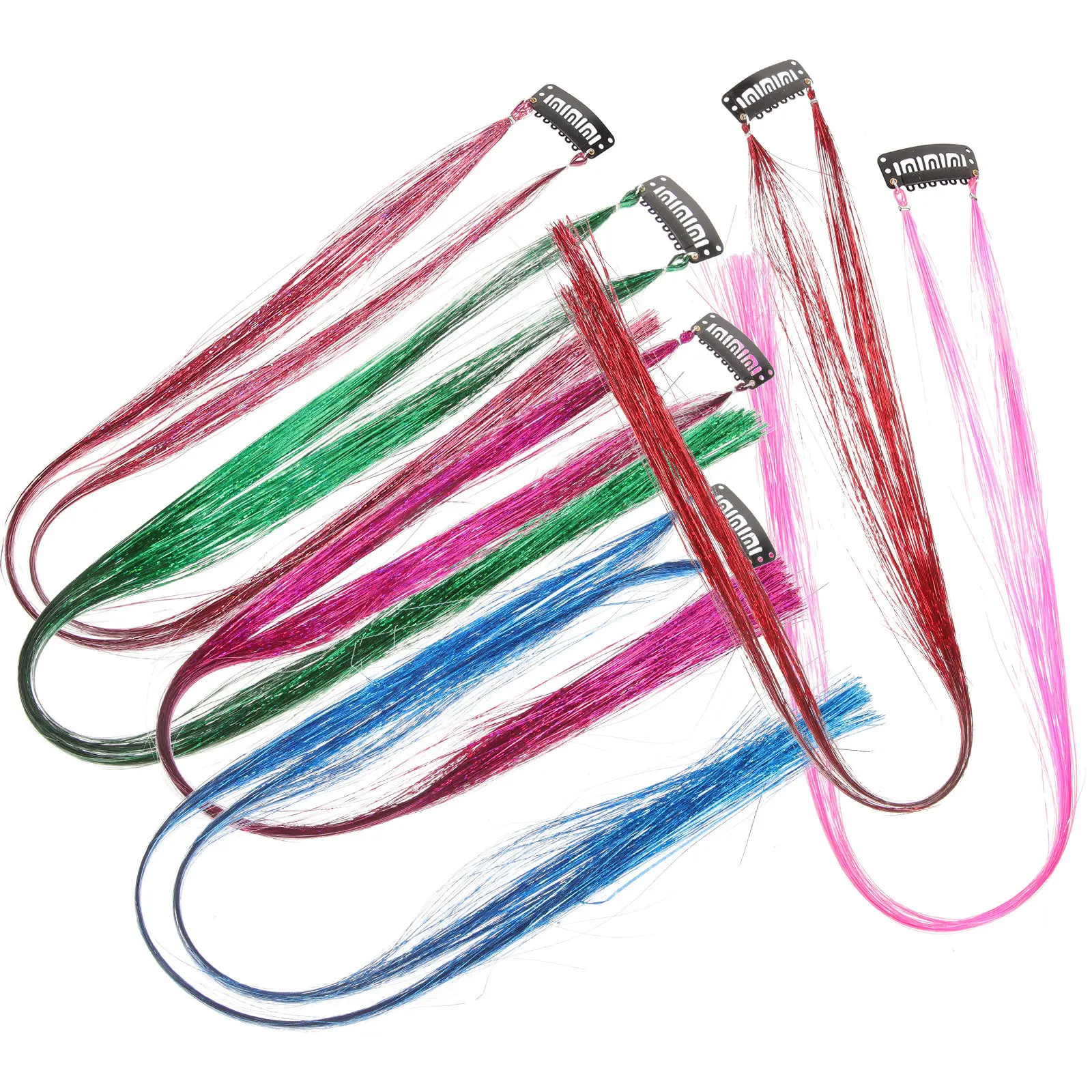 

7Pcs Rainbow Hair Tinsel Strands Fashion Glitter Braiding Hair Extensions Charming Hairstyle Accessories Party Photography