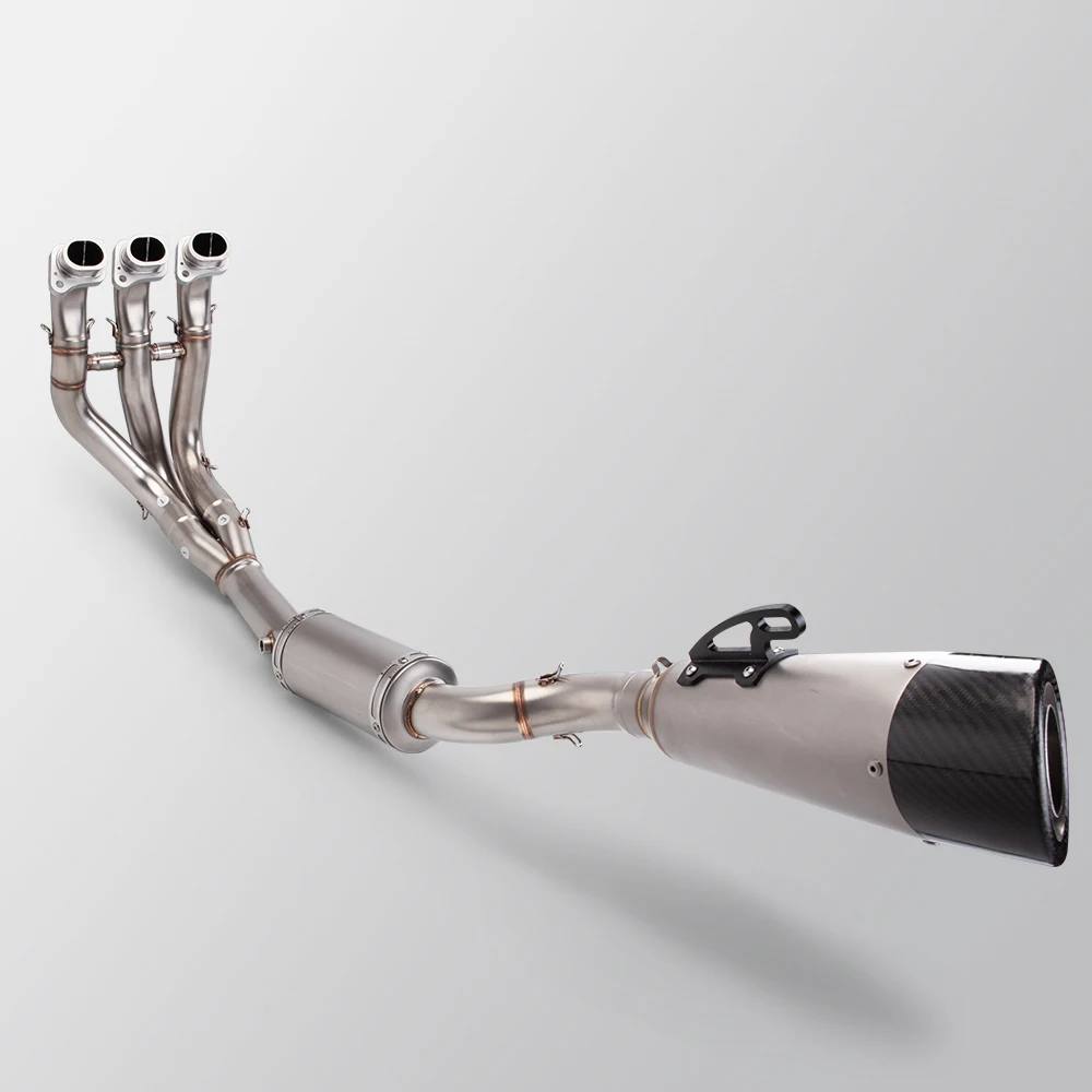 

Для Triumph Trident Daytona 660, полный комплект выхлопной системы мотоцикла, передняя труба Escape, трехслойный карбоновый глушитель