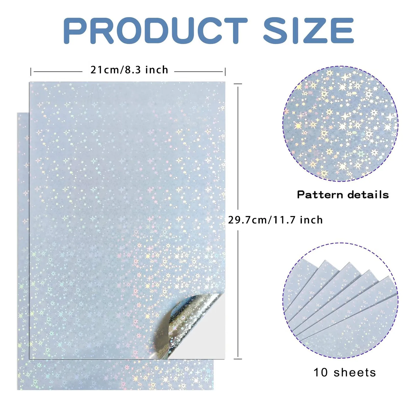 10 عبوات من ملصقات الفينيل القابلة للطباعة مقاس A4 - تصاميم النجوم - أوراق ملصقات مخصصة DIY للحرف اليدوية والمشروعات #2