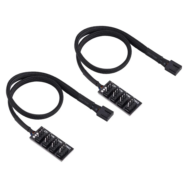 New-2 Pack PWM-Splitter, 4-polige Computer-CPU/Gehäuse PWM-Lüfter-Hub, 15-Zoll-4-poliges Stromkabel, für 12-V-Desktop-Computer-Kühlgehäuse