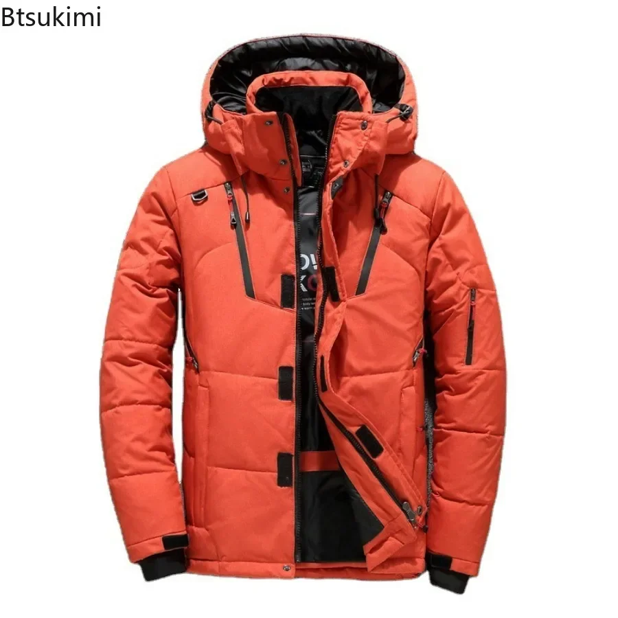 Chaqueta de abrigo cálida para hombre, chaqueta gruesa de plumas, Parkas de nieve, chaqueta de invierno cálida con capucha a prueba de viento, prendas de vestir exteriores, cortavientos para hombre 2024