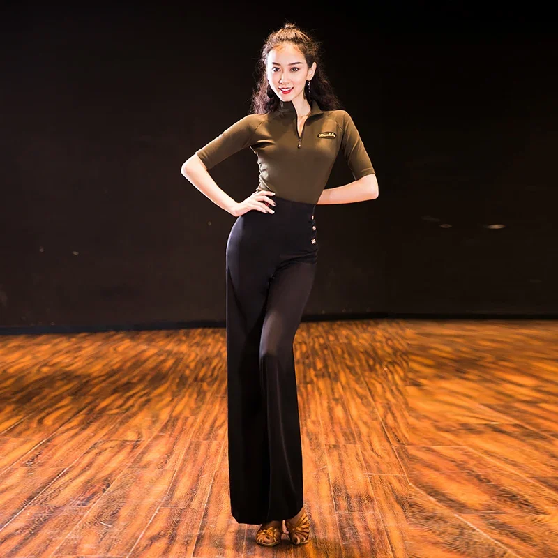 Pantalones de baile de salón para mujer, trajes de baile de Tango, Vals, pantalones de competición de baile de salón, MD02