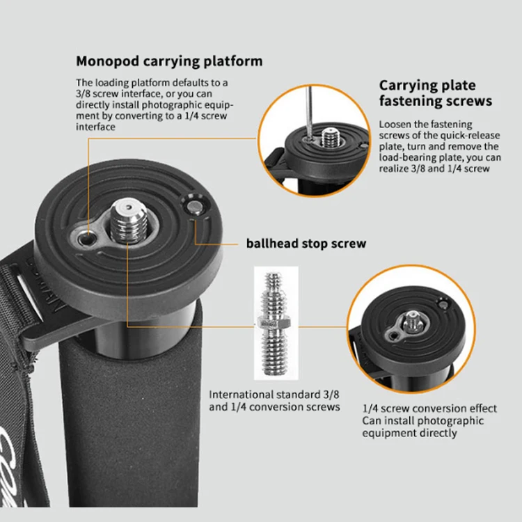 حامل Monopod للتصوير الفوتوغرافي من الألومنيوم خفيف الوزن DT286A