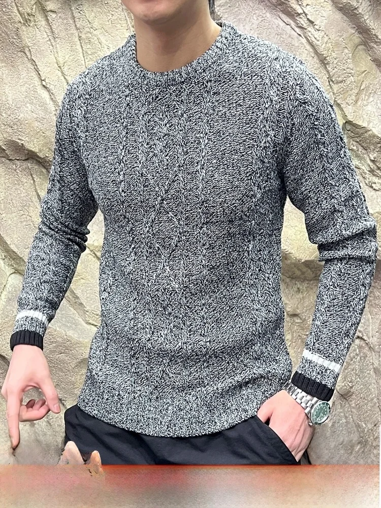 

Soft And Warm Wool Blend Knitted Sweater Casual round Ne Fluffy Crt Autumn Winter Men's Faion Comfortable Breathable