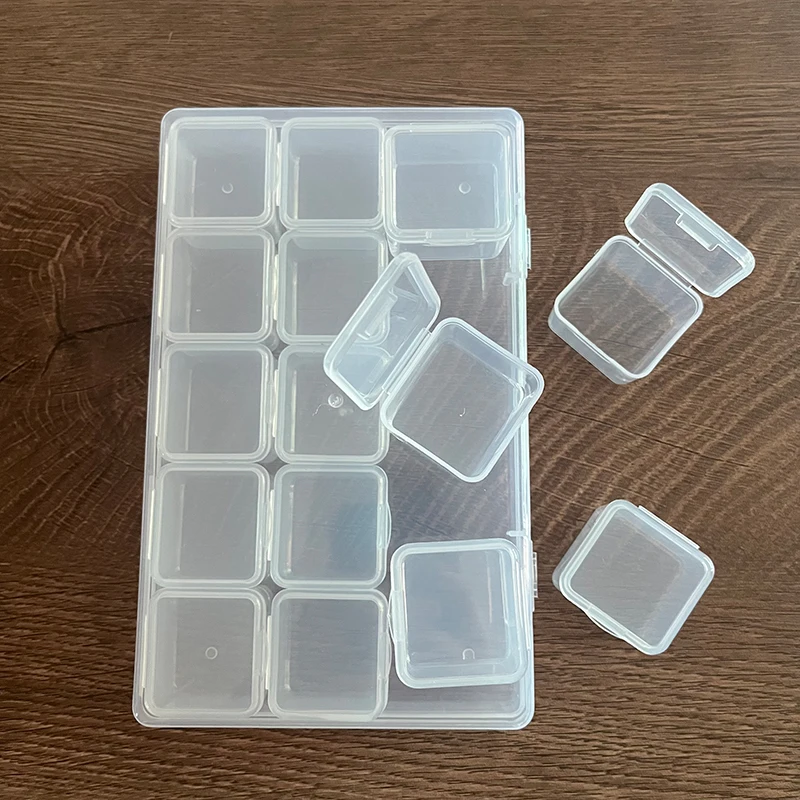 15 Grids Jewelry Box Small Things Earring Necklace Bead Organizer Separate Compartment Storage Box Clear Plastic Case Container