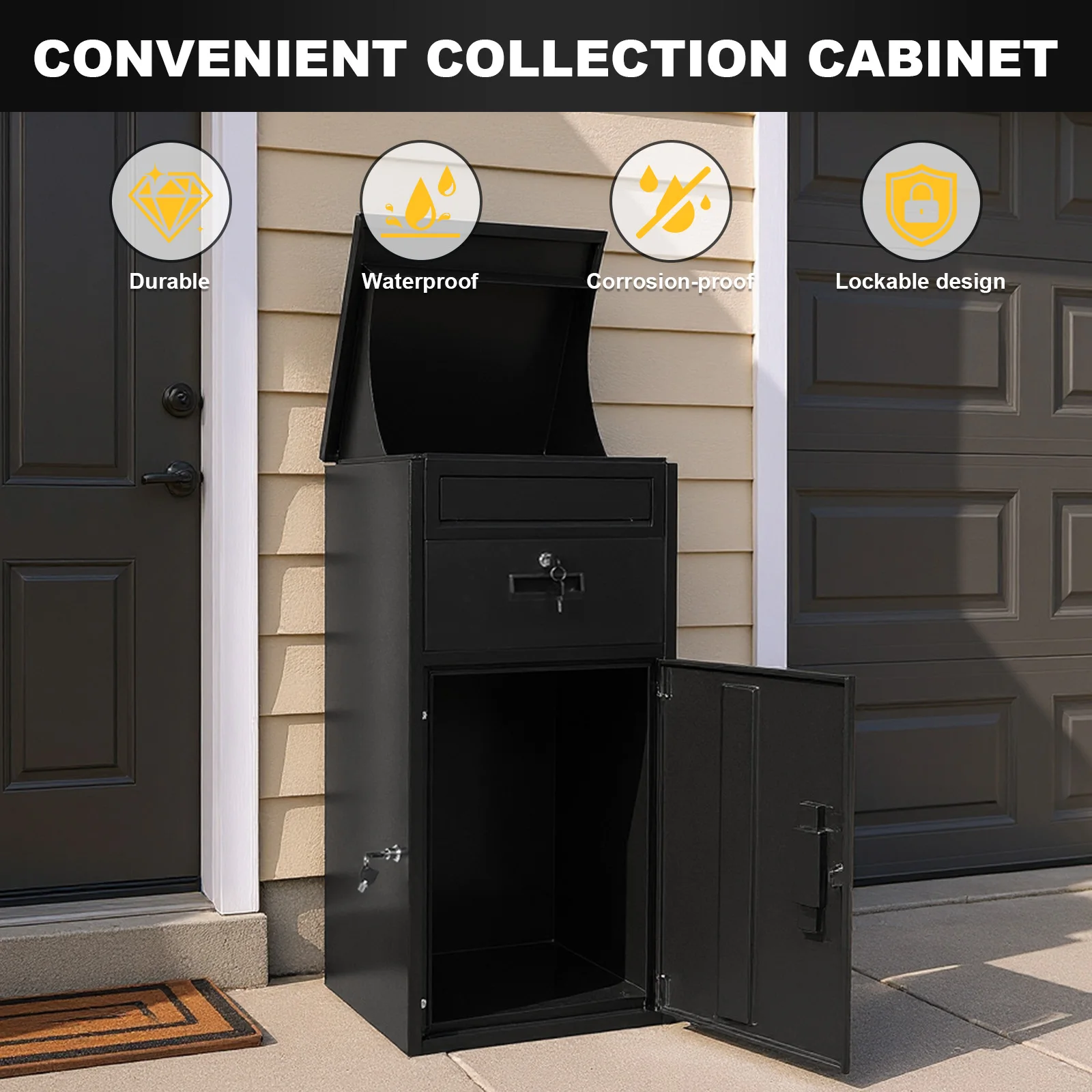 Anti-Theft Parcel Drop Boxes with Lockable Secure Outdoor Package Delivery Waterproof Package Drop Container for Secure Package