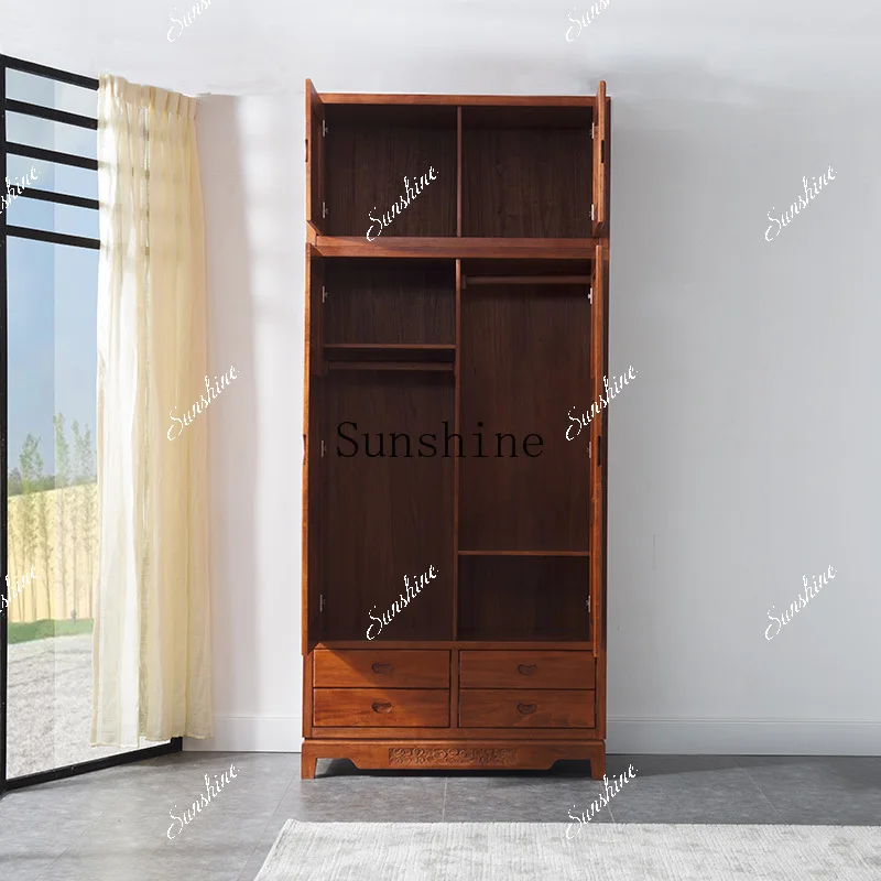 

New Chinese wardrobe elm bedroom home storage assembly simple multi-functional wardrobe FT