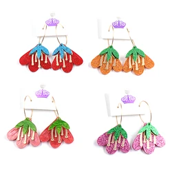 2022 New Hawaiian Polynesian Flower Earrings For Women Mother's Day Tropical Flower Acrylic Hoop Earrings