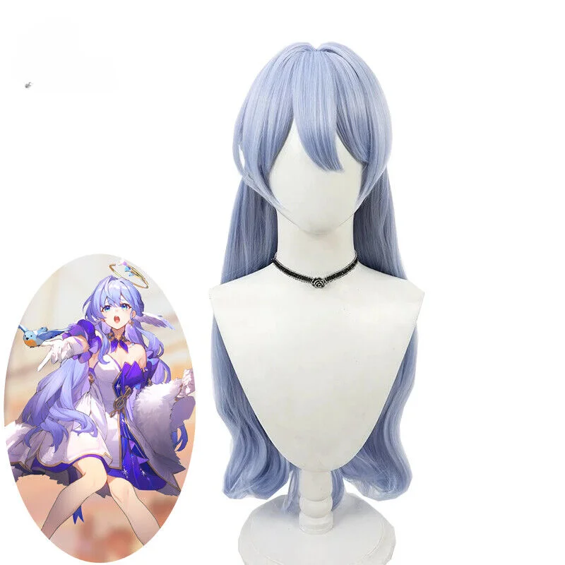 Honkai Star Rail Robin Cosplay Wigs 80cm Women Long Light Blue Synthetic Hair