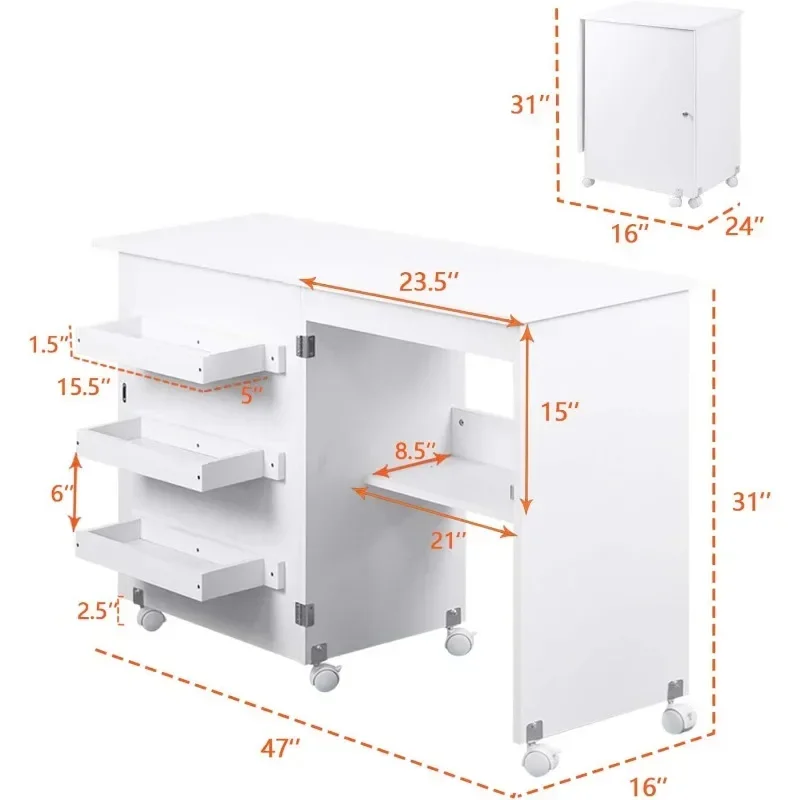 Imagem -05 - Mesa de Costura com Armazenamento Prateleiras Lockable Rodízio Lockable Rodízio Art Desk Costura Craft Carrinho Lacquer Gabinete Mahogany Costura Kit