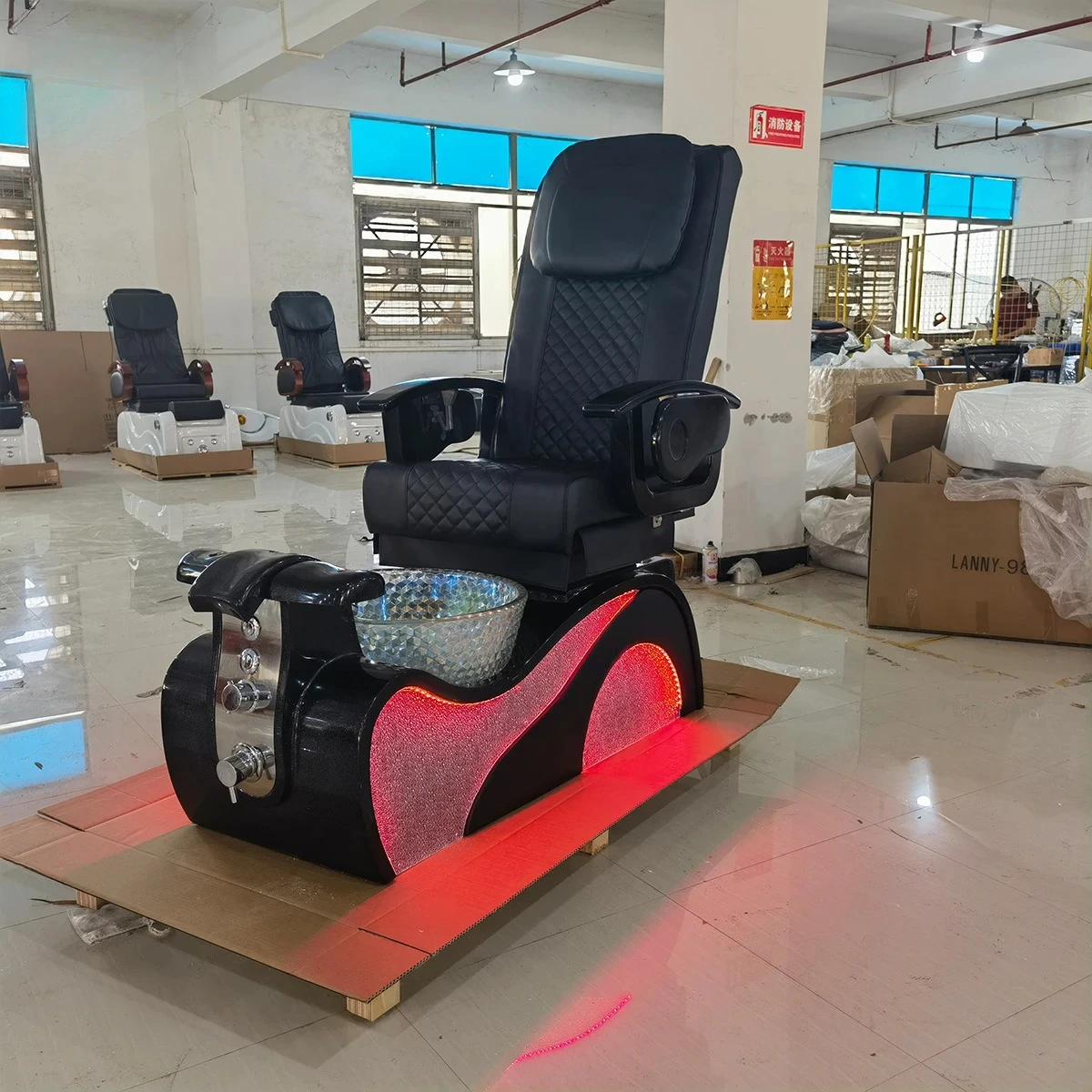 LED Light Electric Pedicure Chair Glass Foot Spa Tub Heated Massage Salon Chair - view 4