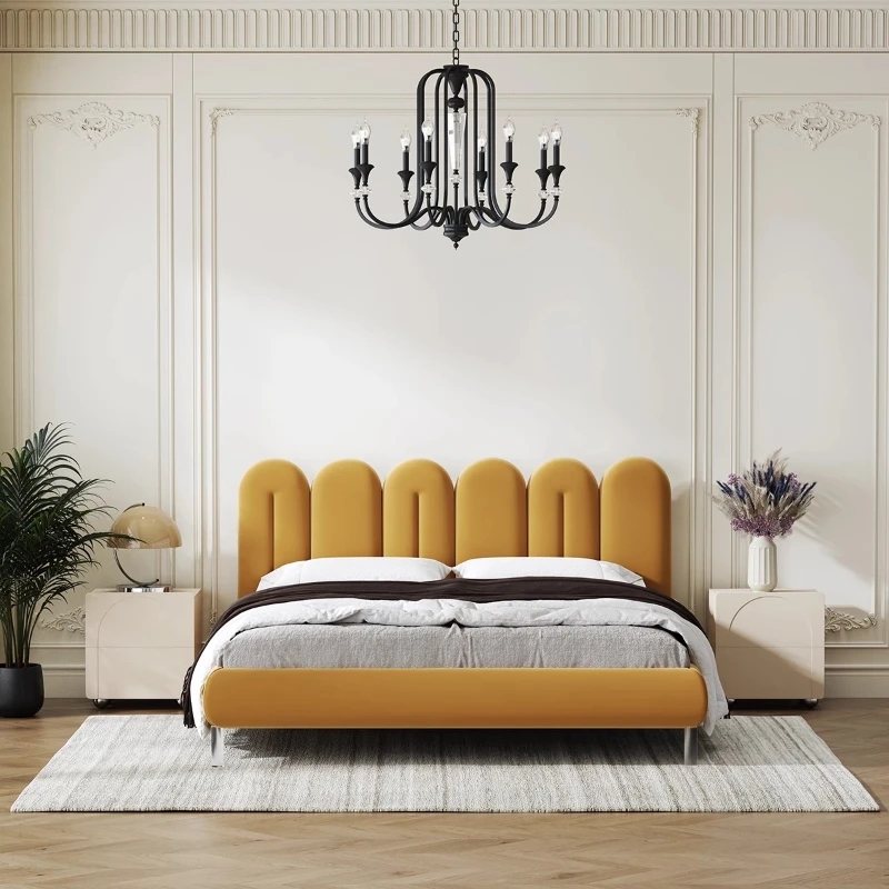 

Minimalist Adjustable Double Bed Storage Boho Daybed Modern Two-person Bed Modern Cheap Camas Matrimoniales Bedroom Furniture