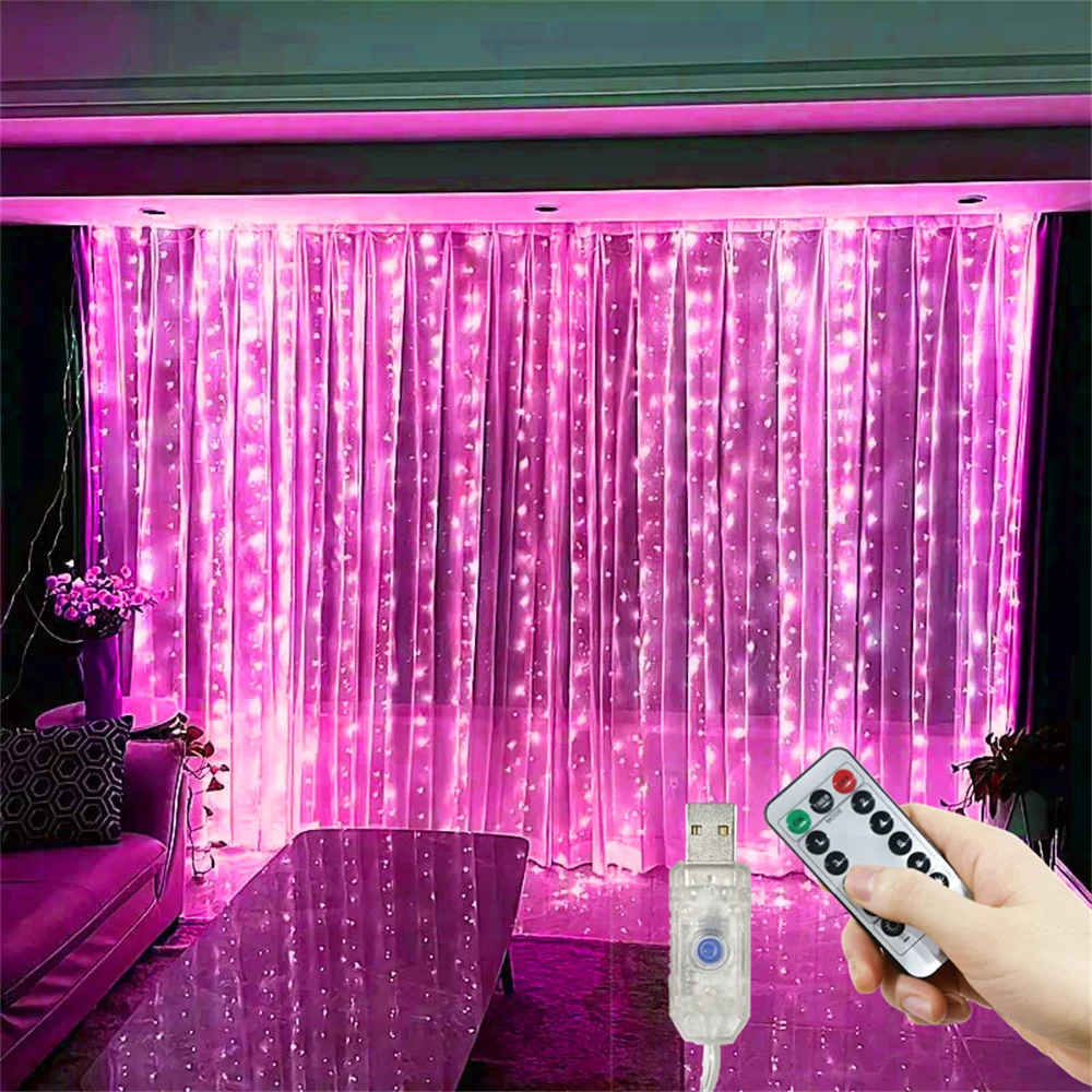 

Гирлянда-штора LED USB (3/4/6 м) для декора окон, комнат, на Рамадан, Ид Мубарак, свадьбу, День святого Валентина 2026