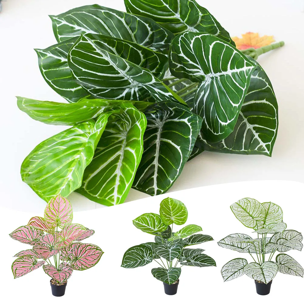 Artificial Green Plants Fake Leaf Plant Wall Plastic Scindapsus Leaves Floral Small Creeper For Home Garden Office Decor