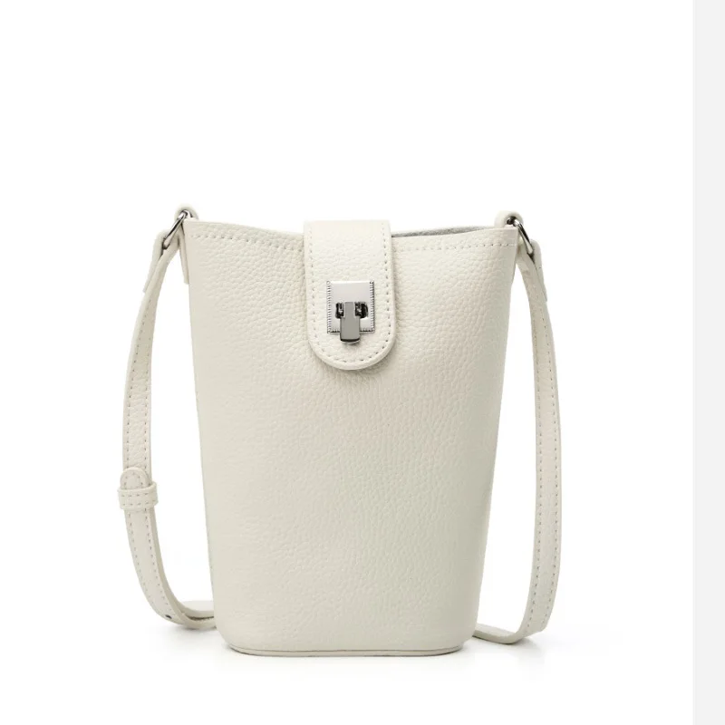 Women's Versatile Casual Small Bucket Bags Mini Crossbody for Mobile Phones New Teenage Girls Genuine Leather Shoulder Bag