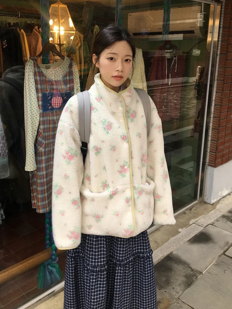 

Двусторонний носимый женский свободный многослойный теплый топ с цветочным принтом, повседневный длинный свек на молнии с цветочным узором