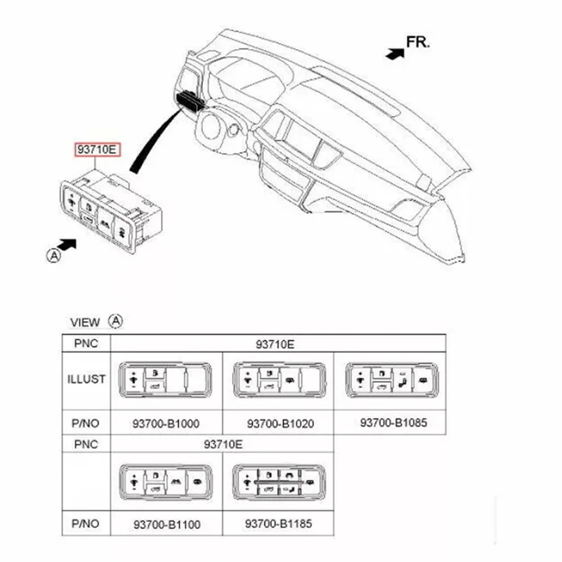 

Боковой аварийный черный переключатель 93710-D3350TRY для Hyundai Tucson Ix35 2016-2021, диммер, вспомогательный переключатель полости света 93710D3350-A67F