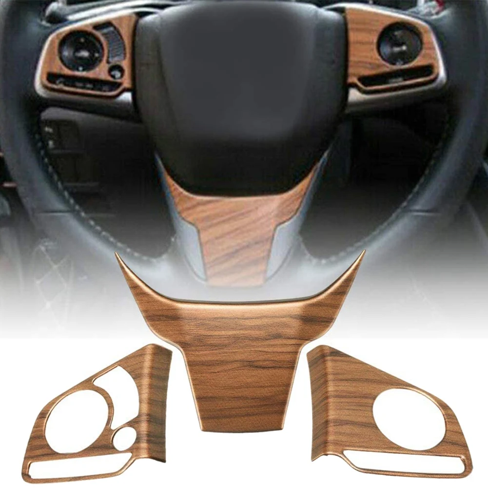 Car Wood Grain Steering Wheel Button Cover Trim For Honda CR-V CRV 2017 2018 2019 2020 2021