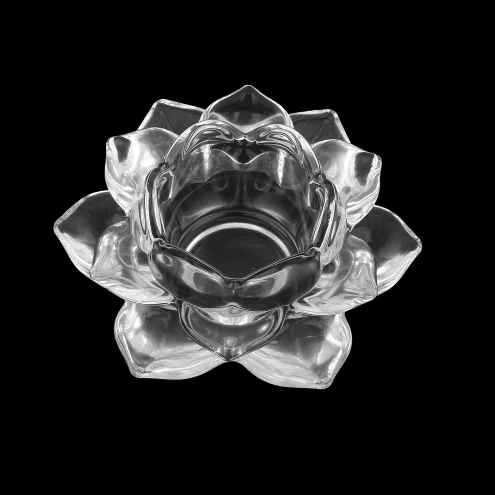 

Glass Tealight Holder Lotus Style Holder High Temperature Durability Clear Transparent Unique Structure Easy to Clean
