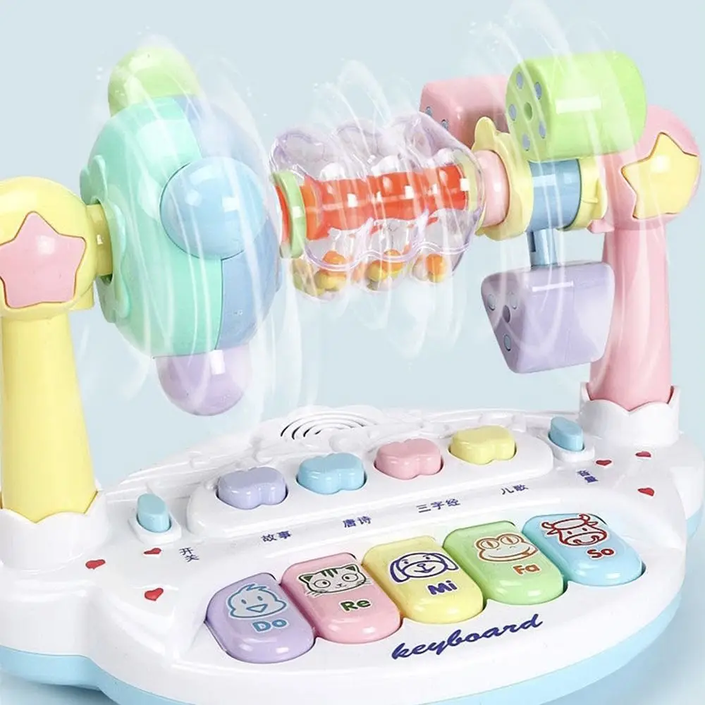 لعبة البيانو الموسيقية التفاعلية للأطفال جرس دوار الحيوانات السبر الدورية الموسيقى البيانو أداة الموسيقى الكهربائية الوامضة