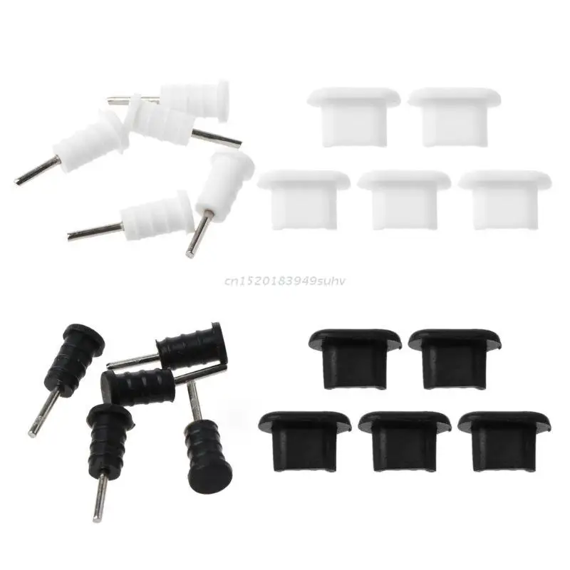 10 Sets Dust Proof Plugs 3.5mm Earphone Jack + USB Charge Port Plug for iphone 5 5s 6 6s Mobile Phone Tear Resistant