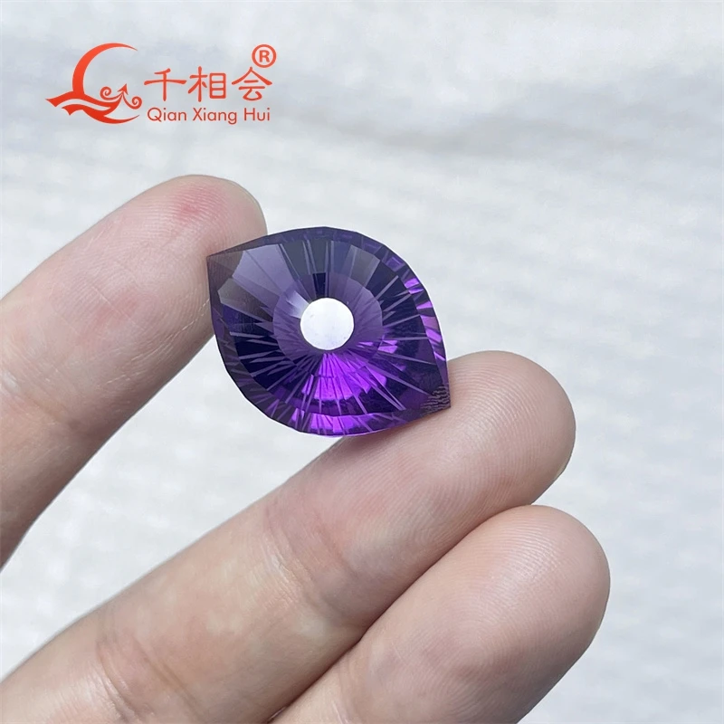 

24.7ct eye's shape millennium cutting beautiful Natural Amethyst gemstone loose stone for jewelry making GRC certificated