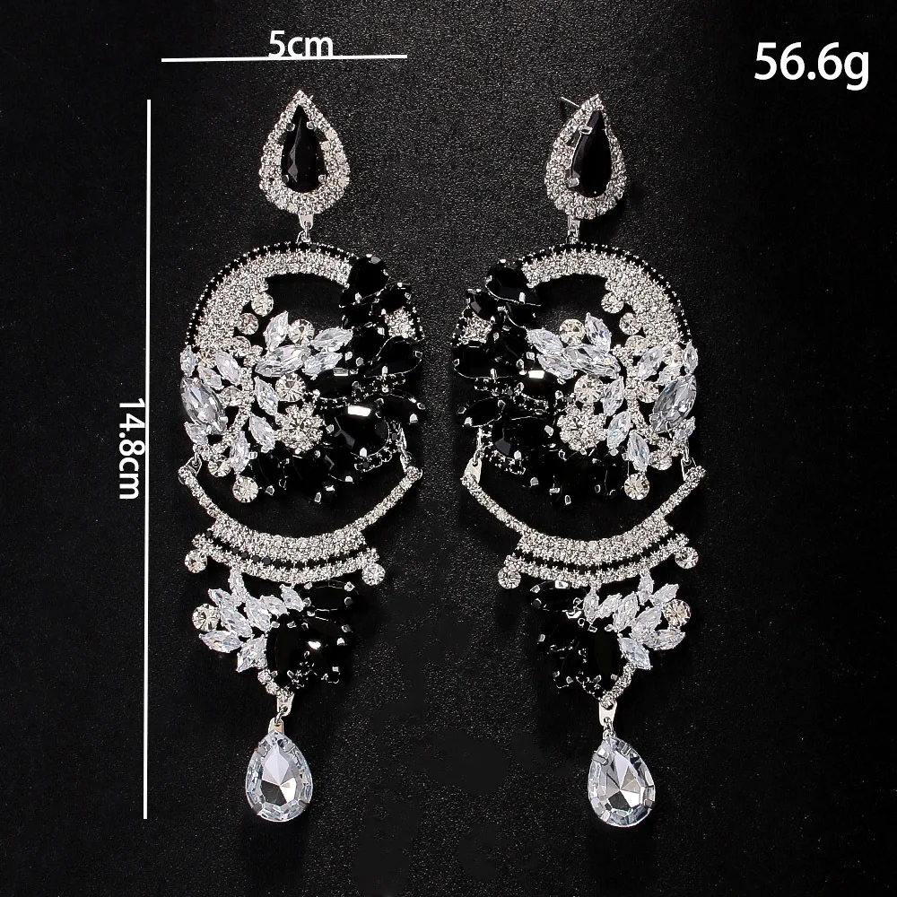 Hot-selling geometric exaggerated earrings high-end sense rhinestone earrings stage catwalk accessories women's earrings