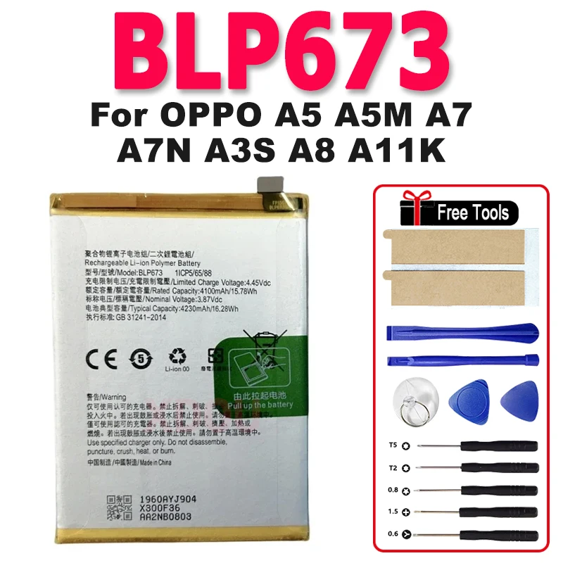 

Новый сменный аккумулятор BLP673 для мобильного телефона OPPO A5 A5M A7 A7N A3S A8 A11K BLP673, встроенный аккумулятор высокого качества