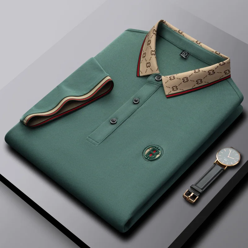 Hochwertiges Marken-Poloshirt mit kurzen Ärmeln, modisches Buchstabenprägungsdesign, Revers-T-Shirt, Sommer-Baumwoll-T-Shirt, atmungsaktiv, lässige Herrenbekleidung – Detail 8