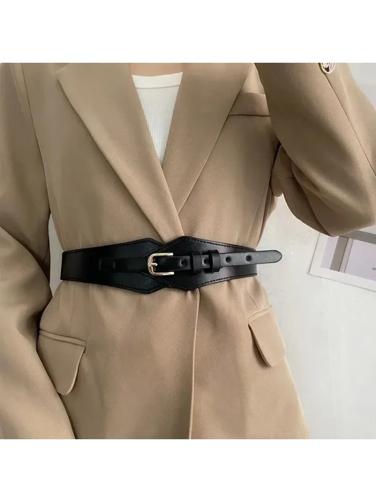 女性用の幅広の伸縮性コルセットベルト,ドレススーツのコート装飾,黒のドレスベルト,ファッション