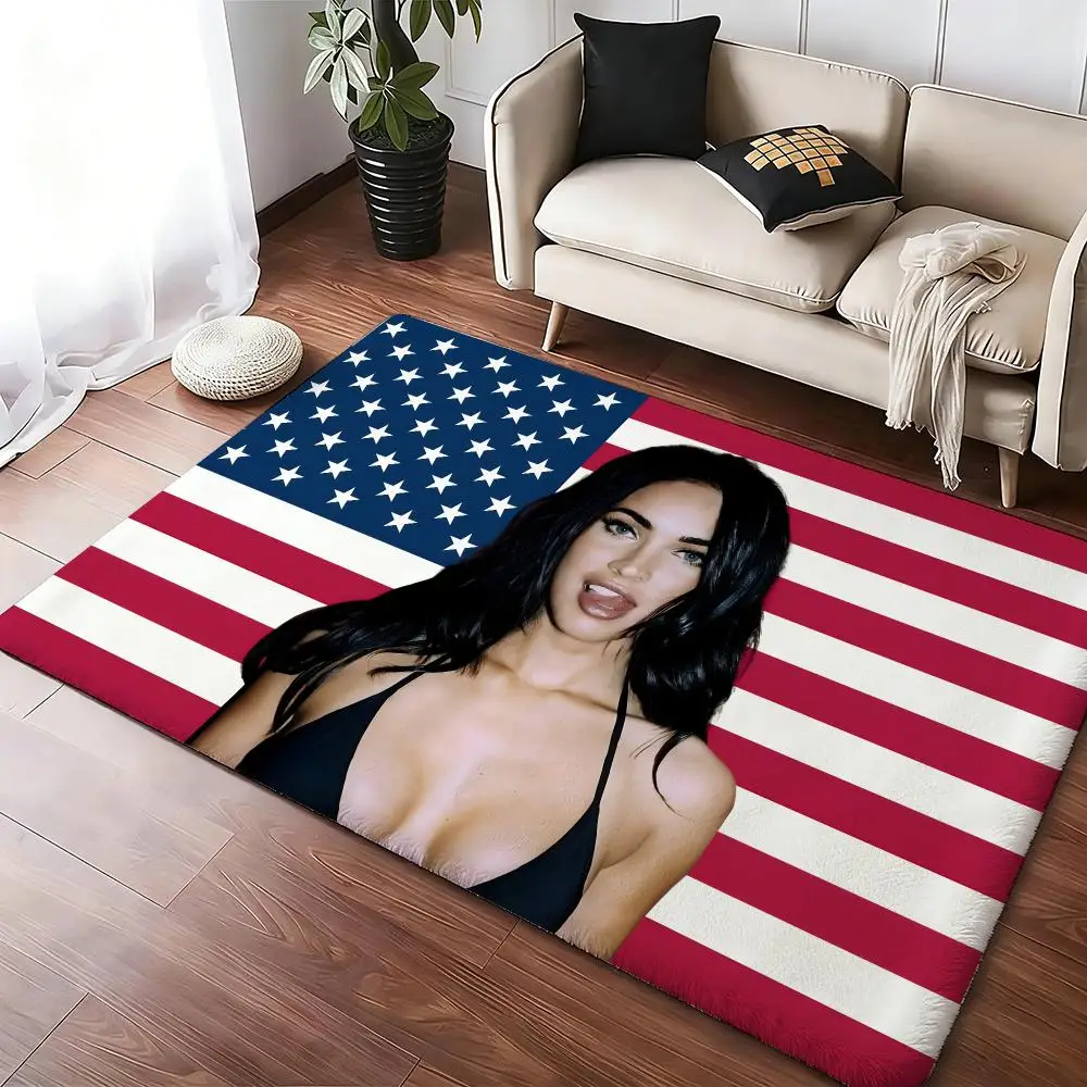 Actor Megan F-Fox Floor Mat Soft Thickened Absorbent Non-Slip Bedroom Living Room Door Mat Home Decor Flannel Rugs