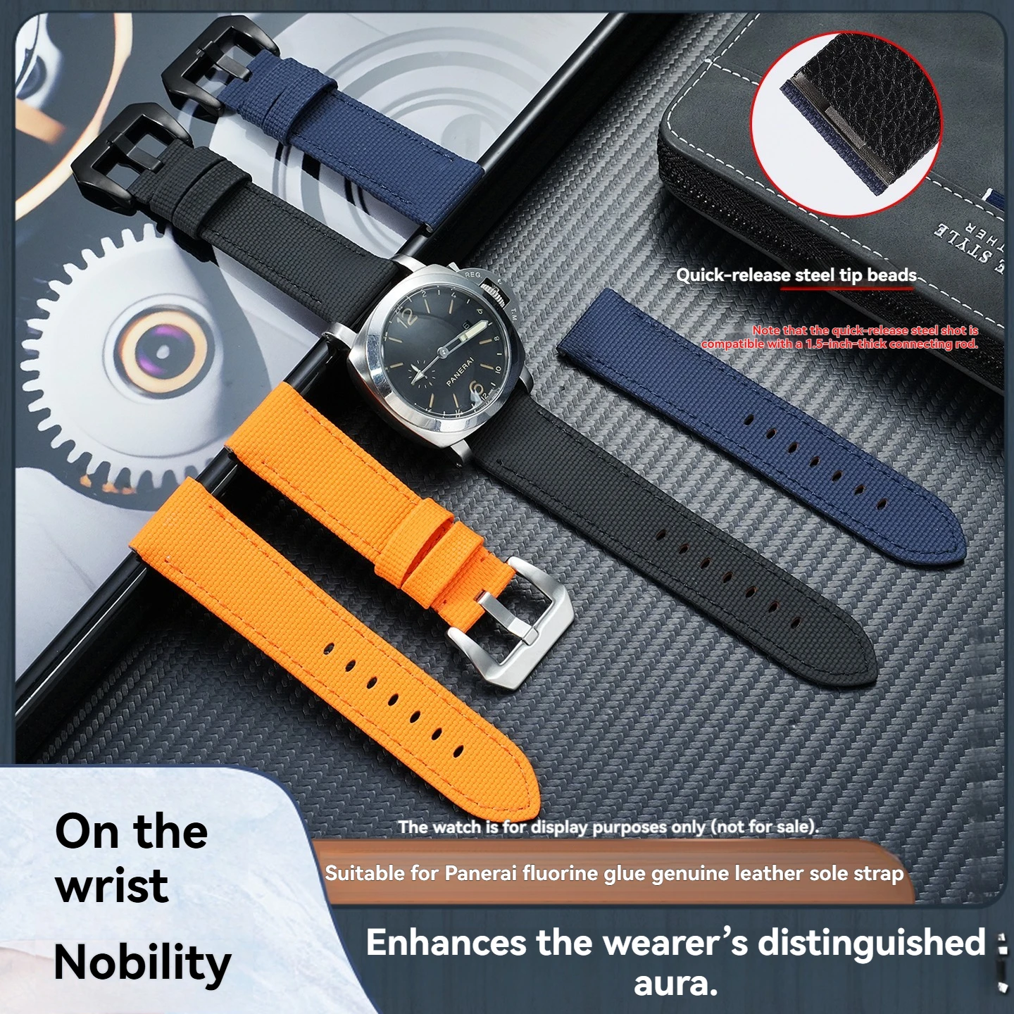 Suitable for Panerai watchband men's nylon braided pattern fluorine rubber watch strap Lumino Radamel wristband accessories