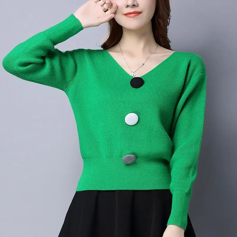 Autumn and Winter New Knitted Base Layer Loose Spring Top Pullover Sweater Women