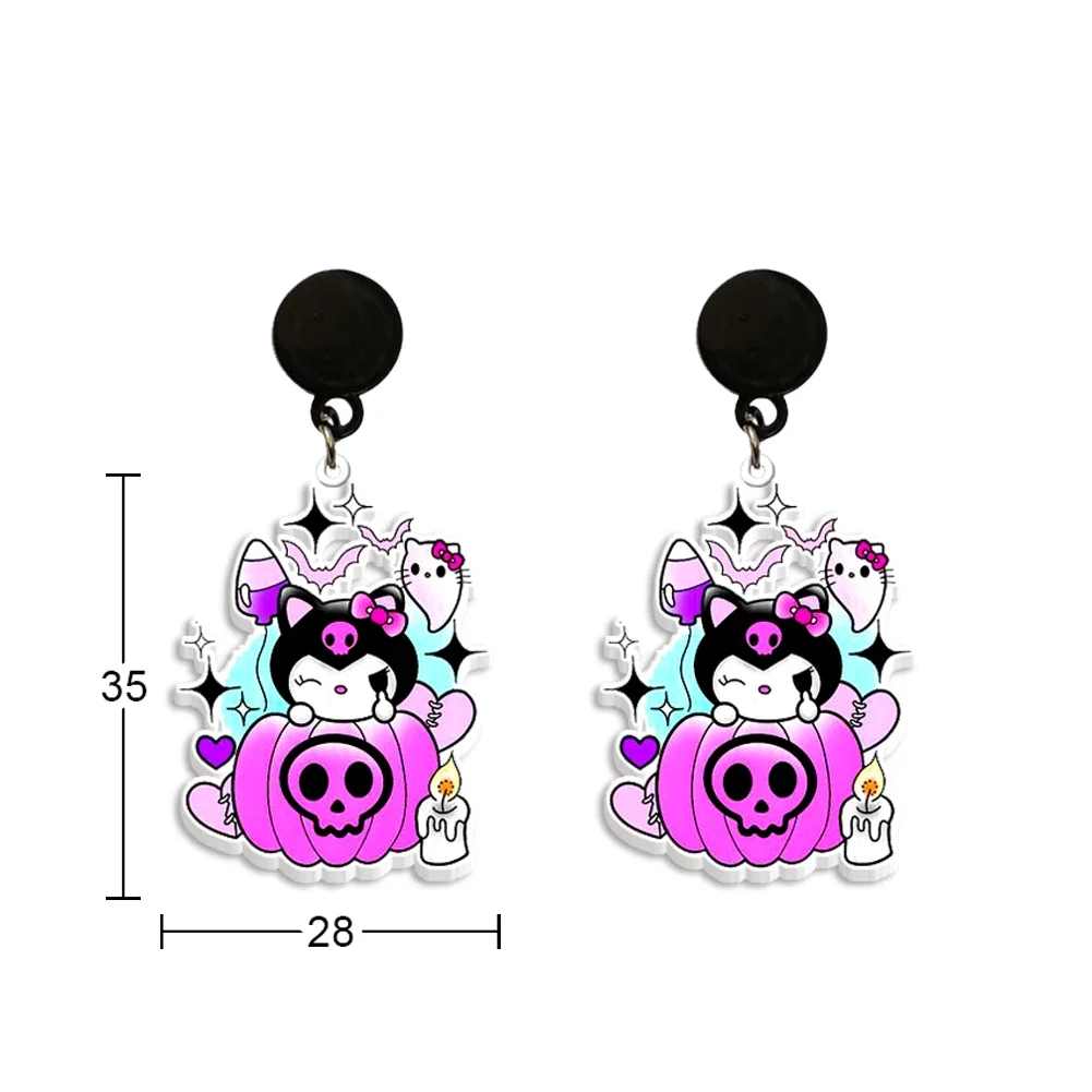 W Hot Sale Acrylic Halloween Cartoon Kuromi Women Gift Party Drop Stud Earrings Funny Jewelry Earrings