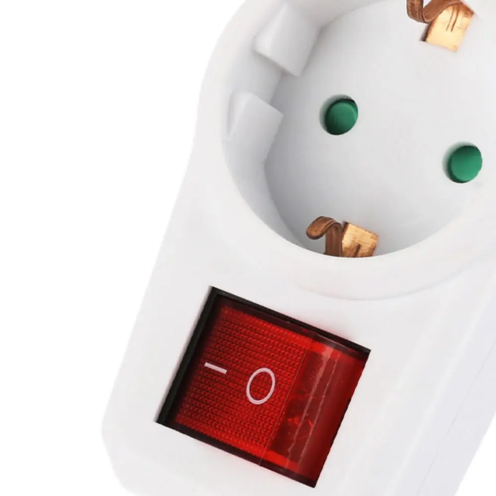 2 PCS Shock-proof European Standard German Plug Adapter Extender Switch Power Conversion White Portable Socket Adapter Hotel