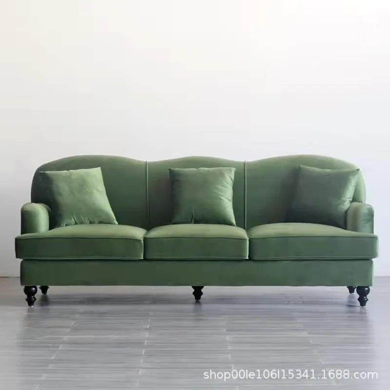 American solid wood soft bag fabric single and double three-guest restaurant hotel homestay leisure high-back sofa