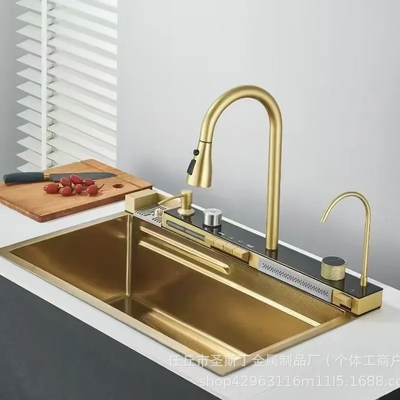 Large Single Bowl Kitchen Sink Thickened 201 304 Stainless Steel Embossed Vegetable Washing Basin Deep Utility Laundry Sink