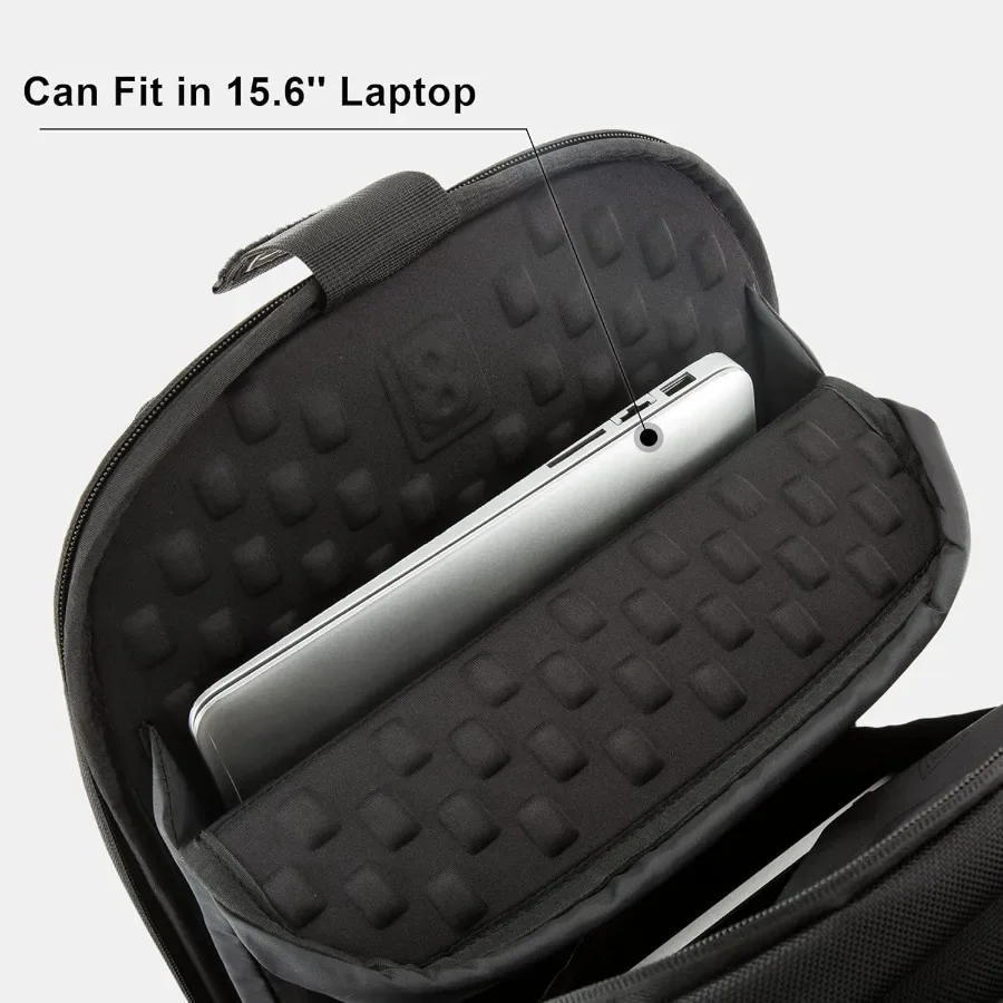 حقيبة ظهر للكمبيوتر المحمول LEVEL8 للرجال والنساء، حقيبة كمبيوتر للسفر للأعمال تناسب الكمبيوتر المحمول والكمبيوتر المحمول مقاس 15.6 بوصة - أسود